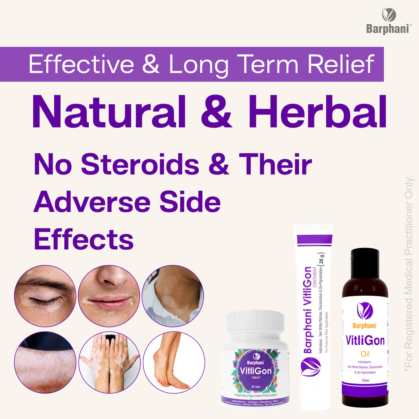 बर्फानी विटलीगोन कॉम्बो 1-विटिलिगो क्रीम (6) विटलीगोन टैब (60) और आरोग्यप्लस टैब (90) - सफेद दाग, मलिनकिरण और पुन: रंजकता पर प्रभावी