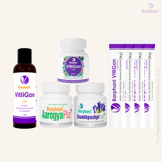 बर्फानी विटलीगोन कॉम्बो 3-विटिलिगो क्रीम (6) विटलीगोन टैब (60) आरोग्यप्लस टैब (90) शंखपुष्पीप्लस टैब (60) - विटिलिगो सफेद पैच और पुन: रंजकता के लिए