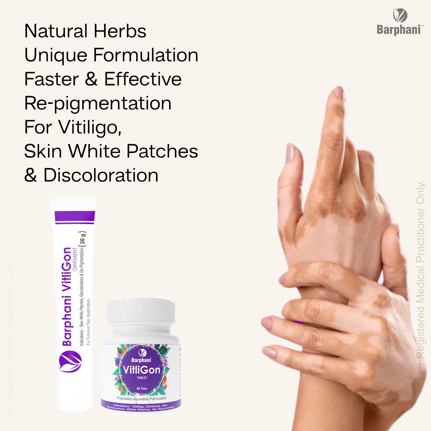 बर्फानी विटलीगोन डुओ-विटिलिगो क्रीम (2) विटलीगोन टैब (60)विटिलिगो सफेद पैच, मलिनकिरण और पुन: रंजकता पर प्रभावी