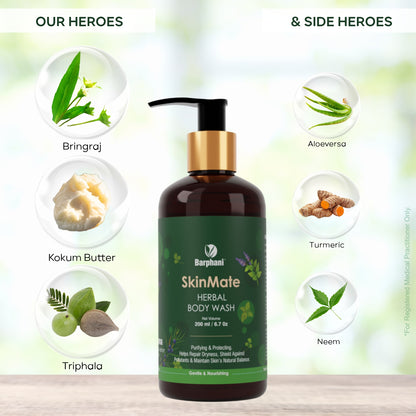 Barphani SkinMate Herbal Body Wash Natural Skincare For Dry Sensitive Skin Gentle Ayurvedic Care For Skin Discomfort Irritation SLS SLES Paraben-Free