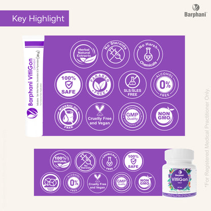 बर्फानी विटलीगोन डुओ-विटिलिगो क्रीम (2) विटलीगोन टैब (60)विटिलिगो सफेद पैच, मलिनकिरण और पुन: रंजकता पर प्रभावी
