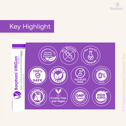 बर्फानी विटलीगोन कॉम्बो 1-विटिलिगो क्रीम (6) विटलीगोन टैब (60) और आरोग्यप्लस टैब (90) - सफेद दाग, मलिनकिरण और पुन: रंजकता पर प्रभावी