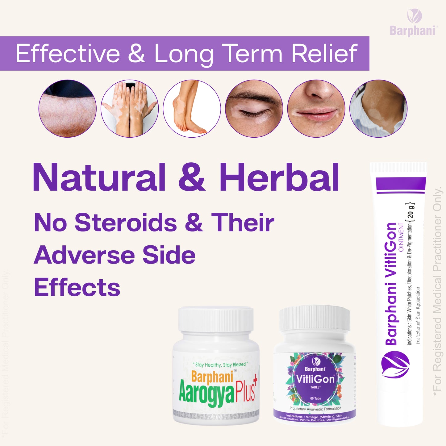 बर्फानी विटलीगोन कॉम्बो 2-विटिलिगो क्रीम (4) विटलीगोन टैब (60) और आरोग्यप्लस टैब (90) - सफेद दाग, मलिनकिरण और पुन: रंजकता पर प्रभावी