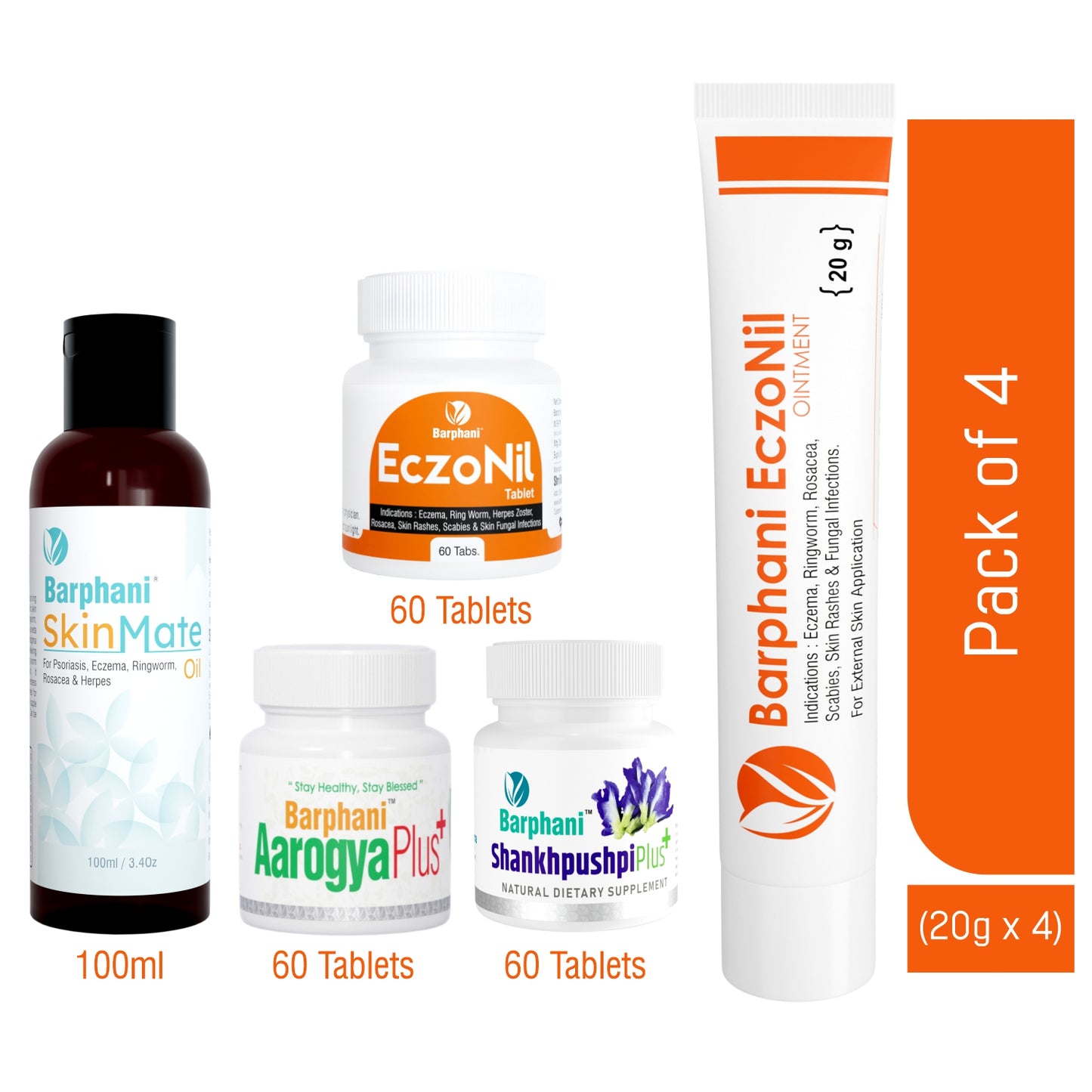 Barphani EczoNil Mega Combo- All In One Quick Healing Eczema Atopic & Seborrheic Dermatitis Ringworm Fungal Infections Skin Rashes Jock Itch Relief