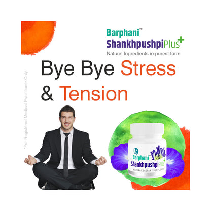 Barphani Shankhpushpi Plus-Instant Stress n Tension Relief, Recommended For Stress-Induced Conditions Like Vitiligo Psoriasis Eczema Melasma- 60 Tabs
