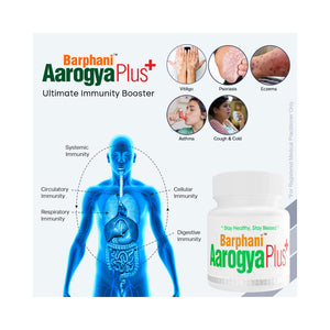 Barphani Aarogya Plus 60 Tabs Ultimate Immunity Booster Multisystem Enhancer For Vitiligo Psoriasis Eczema Digestive circulatory system & skin issues