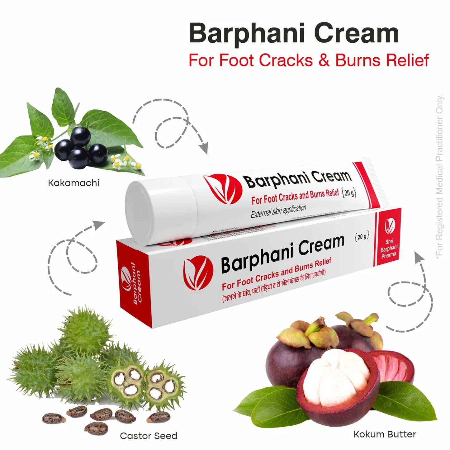 Barphani Cream for Burns Relief 100g - Ultimate Burn patches wound relief solution quick recovery dark spots removal helps gain original skin color
