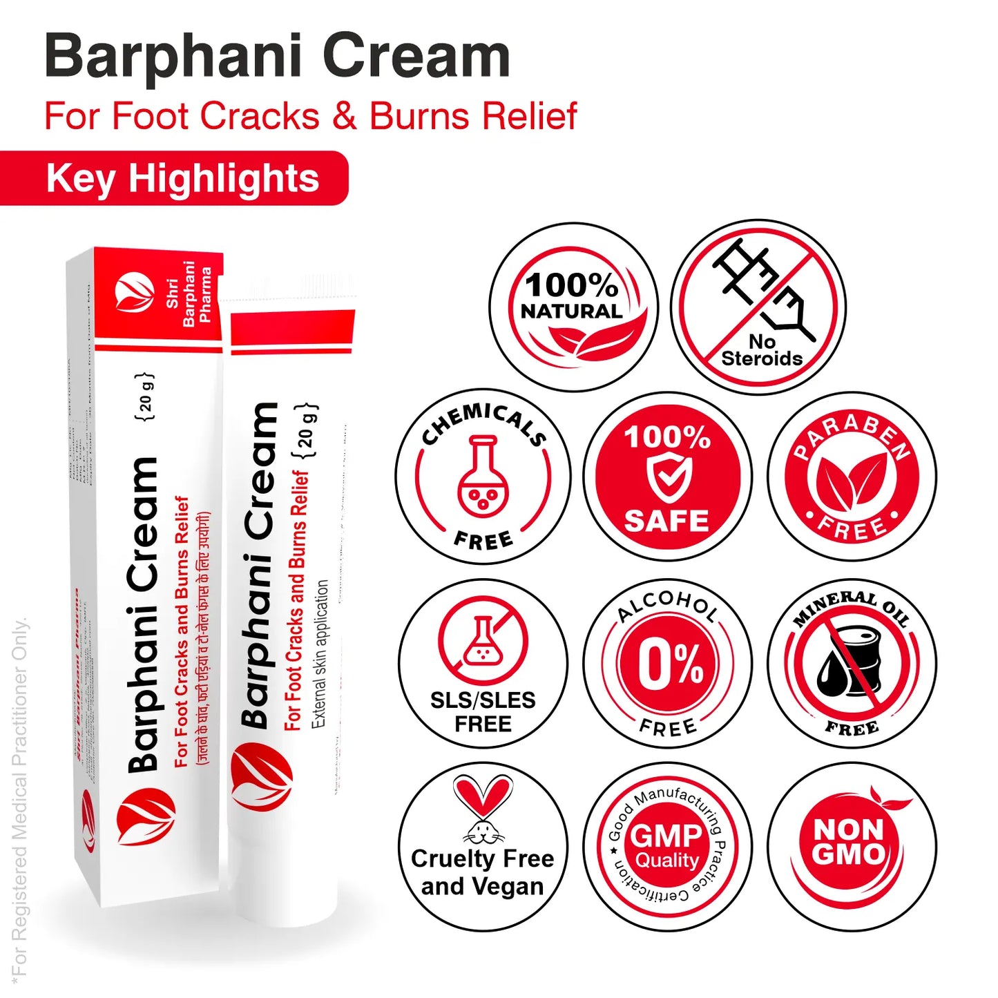 Barphani Cream for Burns Relief - Your Ultimate Burns Relief solution for quick and effective recovery! - 100g