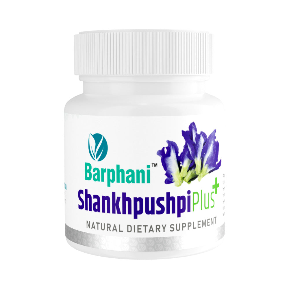 Barphani Shankhpushpi Plus-Instant Stress n Tension Relief, Recommended For Stress-Induced Conditions Like Vitiligo Psoriasis Eczema Melasma- 60 Tabs