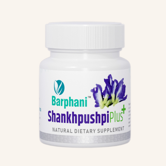 Barphani Shankhpushpi பிளஸ்-உடனடி மன அழுத்தம் மற்றும் பதற்றம் நிவாரணம், விட்டிலிகோ சொரியாசிஸ் எக்ஸிமா மெலஸ்மா போன்ற மன அழுத்தத்தால் தூண்டப்பட்ட நிலைமைகளுக்குப் பரிந்துரைக்கப்படுகிறது- 60 தாவல்கள்