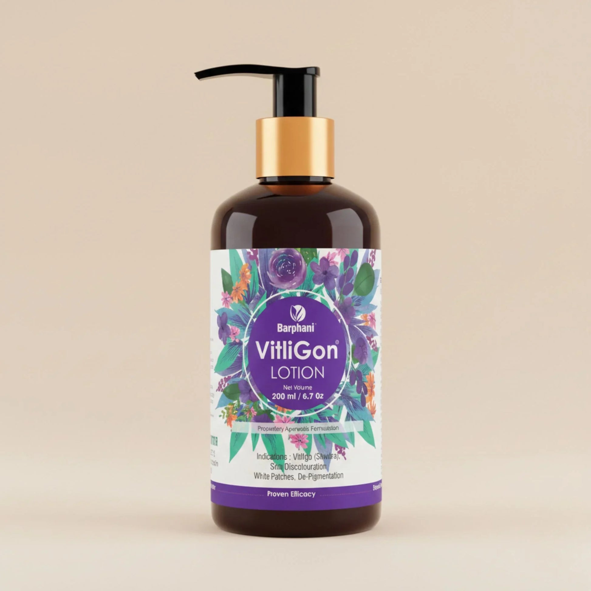 Barphani VitliGon Lotion 200ml for Vitiligo White Patches Uneven Skin Tone & Pigmentation Ayurvedic Solution Helps Restrict Spread & Increase Melanin