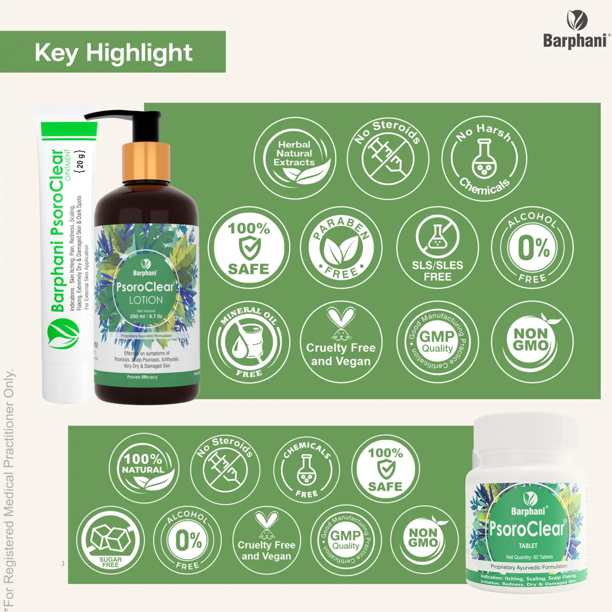 బర్ఫానీ PsoroClear డ్యూయో- సోరియాసిస్ క్రీమ్(2)+ PsoroClear ట్యాబ్(60) -తక్షణ & దీర్ఘకాలిక సోరియాసిస్ ఉపశమనం కోసం. 