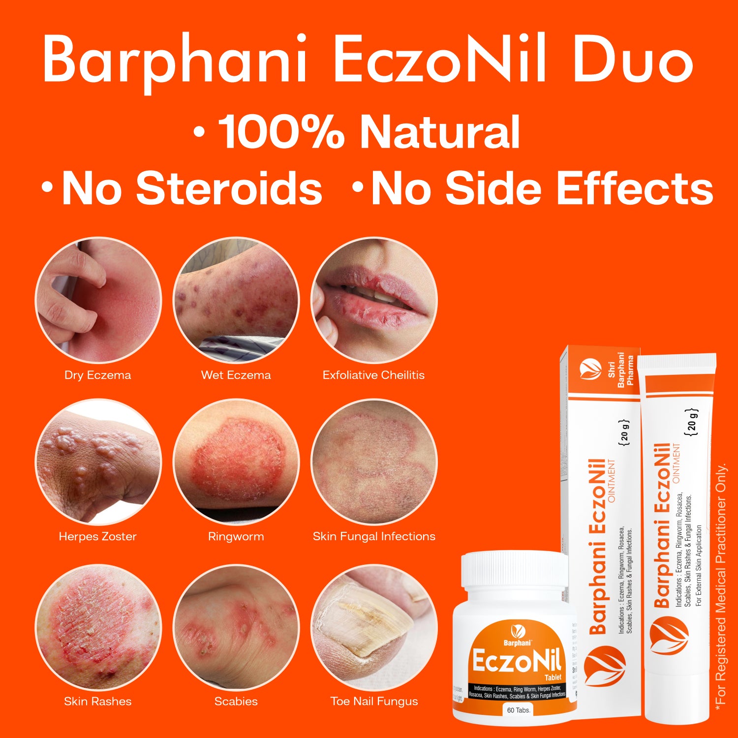 Barphani EczoNil Duo- EczoNil Ointment 40g, EczoNil Tabs 60-Quick Reli