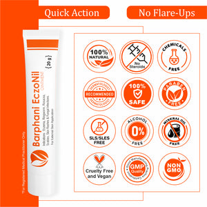 বারফানি একজিমা রিলিফ ক্রিম-প্রাকৃতিক (কোন স্টেরয়েড নেই) একজিমা ডার্মাটাইটিস দাদ ছত্রাকের সংক্রমণ ত্বকের ফুসকুড়ি চুলকানি ডার্ক স্পট রিমুভার প্যাক অফ 4(20gx4)