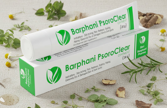 Clear skin with Barphani PsoroClear: All-natural herbal no steroid formula. Psoriasis Scalp Psoriasis. Fast-acting itching scaling flaking relief. 80g