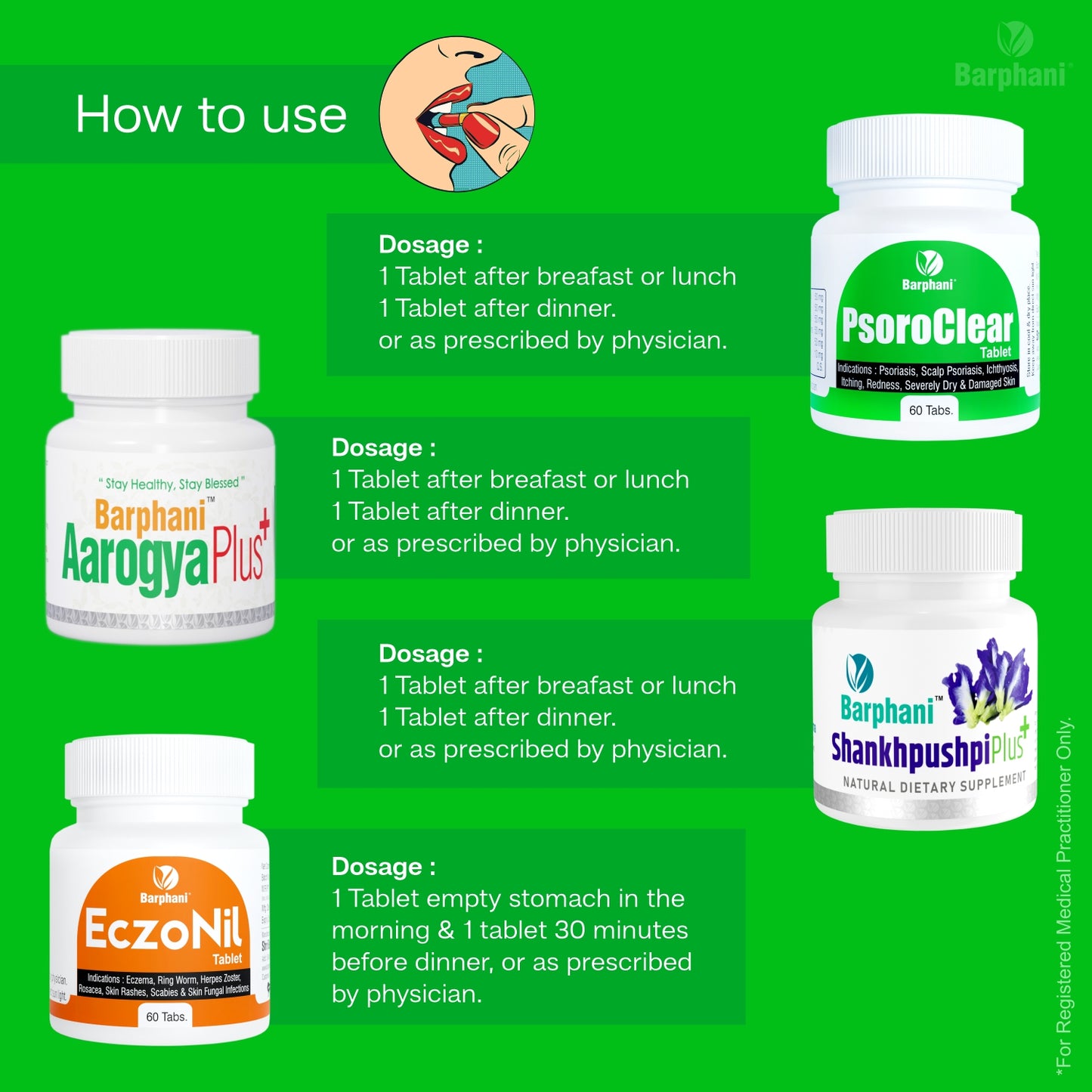 Barphani PsoroClear Kit4-Psoriasis Cream(6) PsoroClear Tab(60) EczoNil Tab (60) AarogyaPlus Tab(60) ShankhpushpiPlus Tab(60) SkinMate Oil (100ml) Longterm Psoro Relief