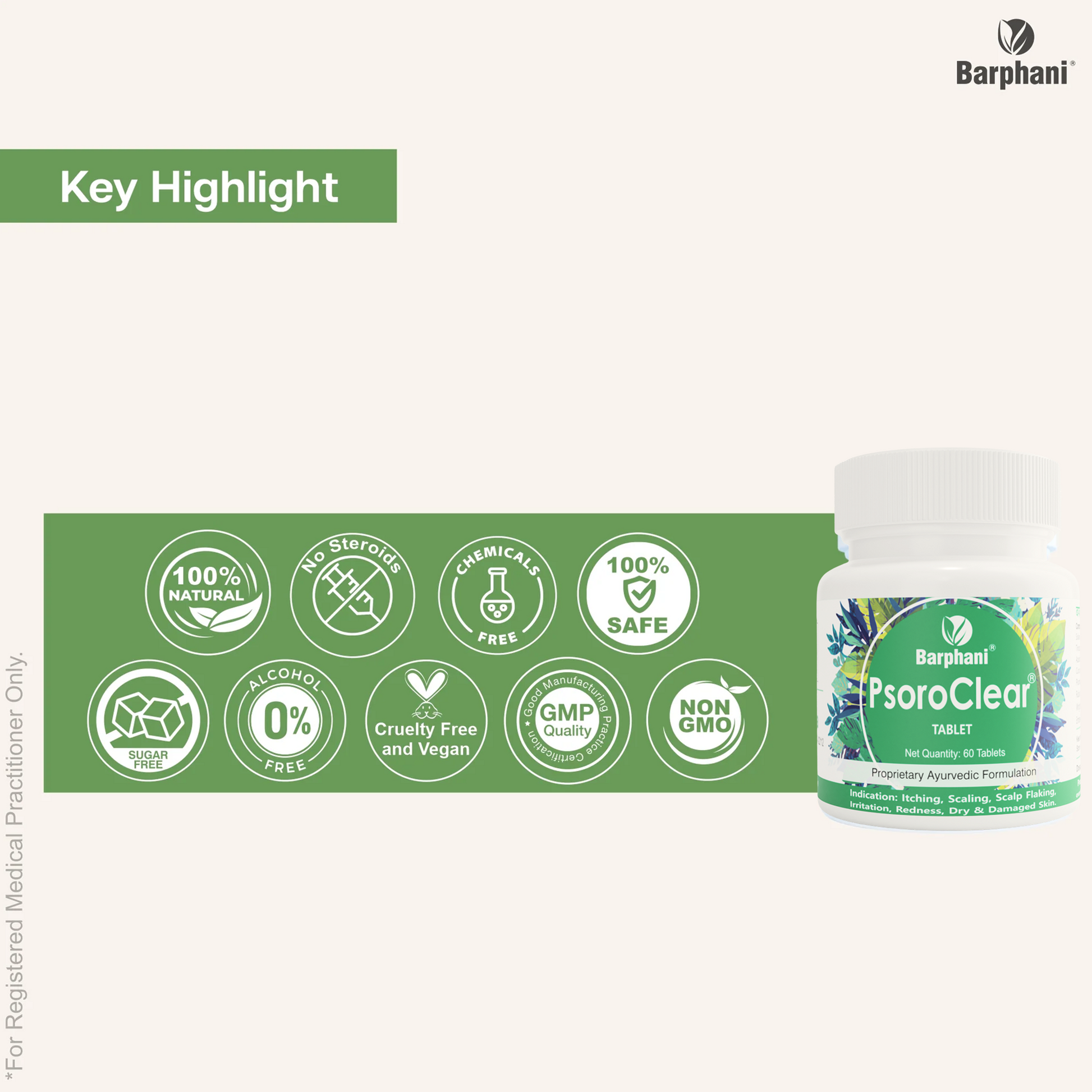 బర్ఫని PsoroClear 60 ట్యాబ్‌లు - సోరియాసిస్, స్కాల్ప్ సోరియాసిస్, దురద, ఎరుపు, డార్క్ స్పాట్స్, స్కేలింగ్, ఫ్లేకింగ్ కోసం తక్షణ ఉపశమనం. స్టెరాయిడ్స్ లేవు. త్వరిత చర్య