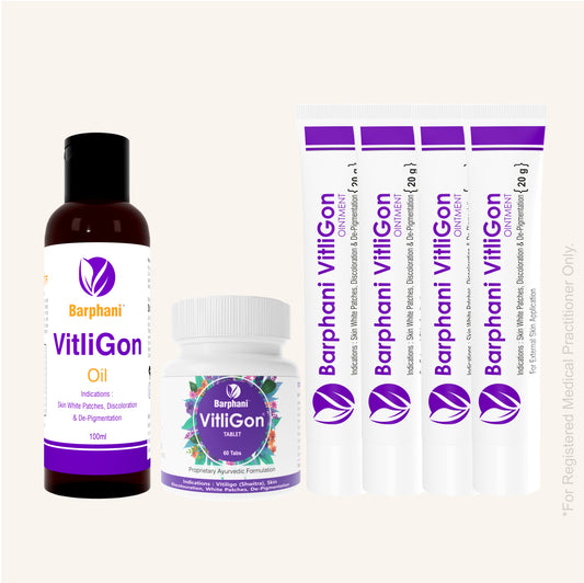 बर्फानी विटलीगोन कॉम्बो 1-विटिलिगो क्रीम (6) विटलीगोन टैब (60) और आरोग्यप्लस टैब (90) - सफेद दाग, मलिनकिरण और पुन: रंजकता पर प्रभावी