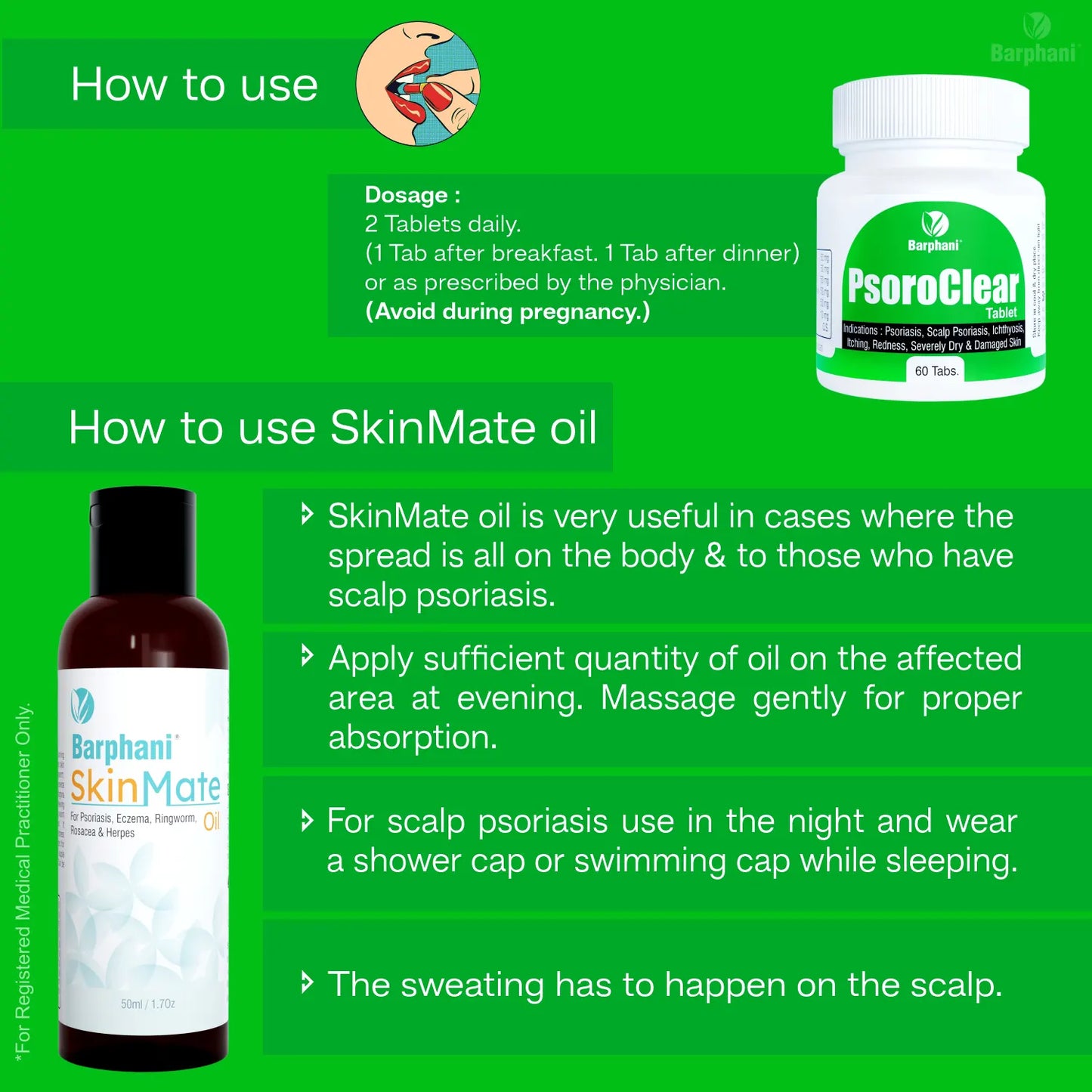 Essential PsoroClear Trio Pack- Lasting Psoriasis Scaling Itching Redness Flaking Relief. PsoroClear Cream 6 PsoroClear Tab 60 SkinMate Oil 100ml