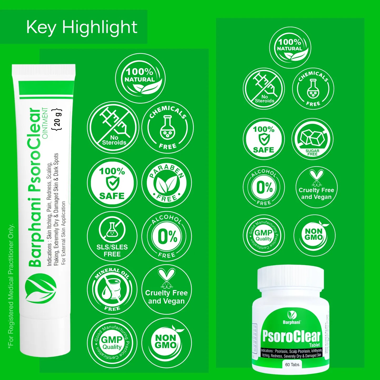 Essential PsoroClear Trio Pack- Lasting Psoriasis Scaling Itching Redness Flaking Relief. PsoroClear Cream 6 PsoroClear Tab 60 SkinMate Oil 100ml