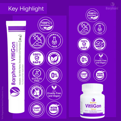 VitliGon Basic Trio -Vitiligo Cream(4) VitliGon Tab(60) & VitliGon Oil (Pack of 2)  -Effective on Vitiligo White Patches, Discoloration & Re-Pigmentation