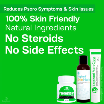 Essential PsoroClear Trio Pack- Lasting Psoriasis Scaling Itching Redness Flaking Relief. PsoroClear Cream 6 PsoroClear Tab 60 SkinMate Oil 100ml