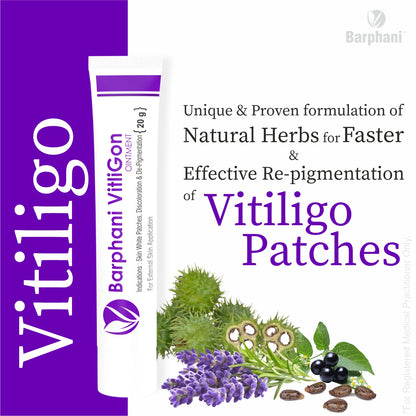 Barphani VitliGon 120g- Anti Vitiligo Cream Super Effective on Vitiligo White Patches Discolouration De-Pigmentation Faster Results Restricts Spread